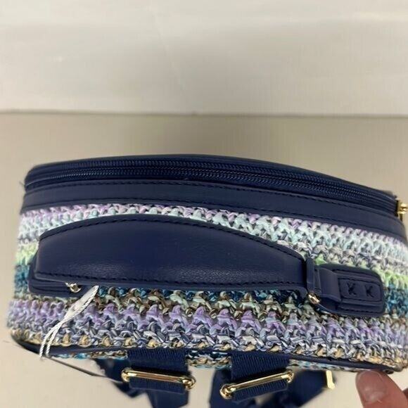 NEW NWT TOMMY BAHAMA Straw-Striped Backpack MULTI COLOR blue purple mint boho - Picture 6 of 8